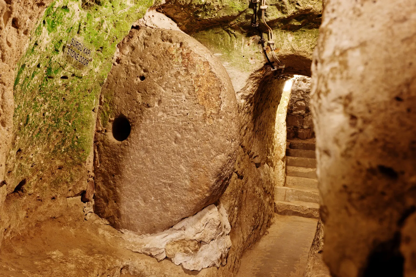 Rolling stone door inside Derinkuyu underground city